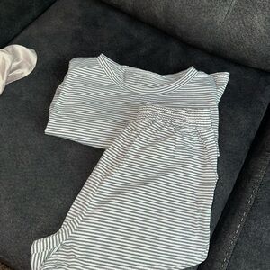 SHEIN Gray & White Striped Pajama Set